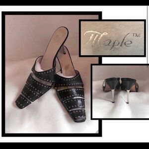 #100 MAPLE LEATHER GROMMET POINTED TOE MULE